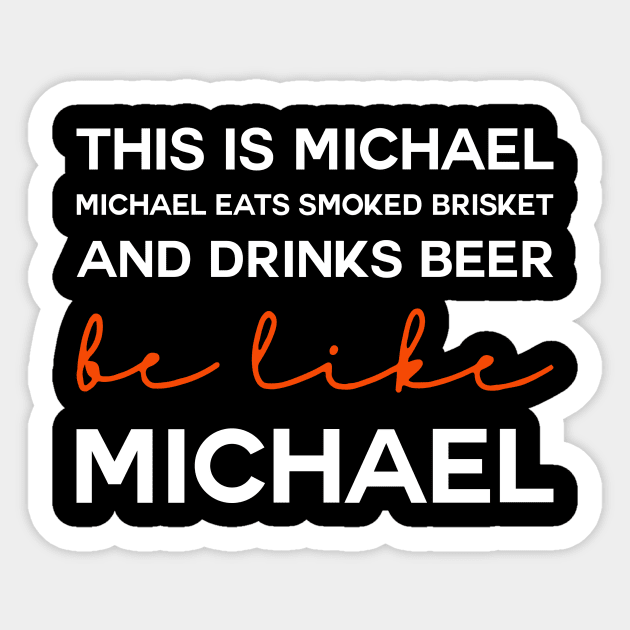 This Is Eats Smoked Brisket And Drinks Beer Bbq Pit Boys White Sticker by Hoang Bich